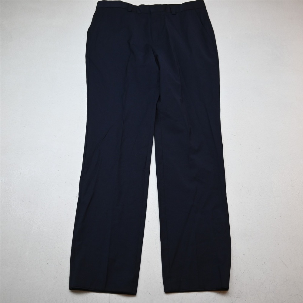 Hugo Boss 32x32 Navy Blue 100% Wool Tom232X Modern Fit Dress Mens Pants